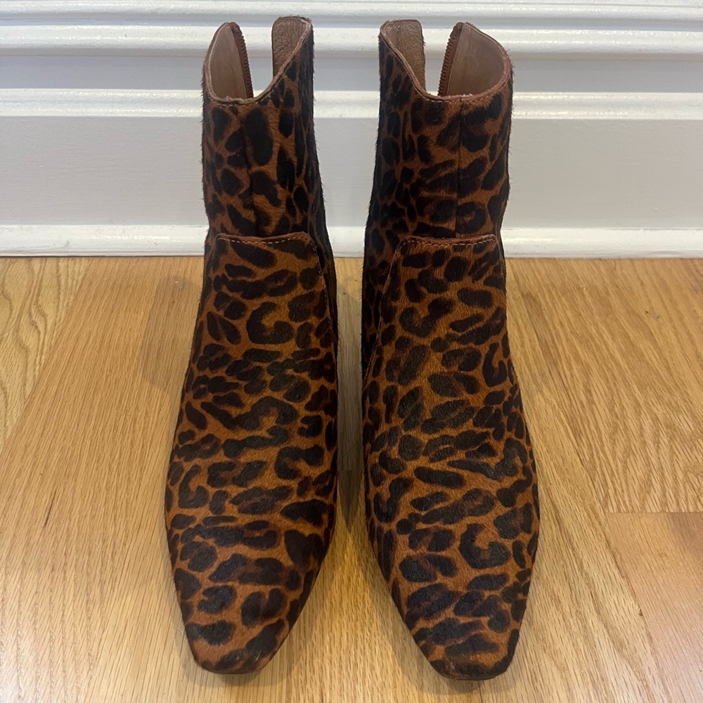 Madewell leopards pony hair kitten-heel booties